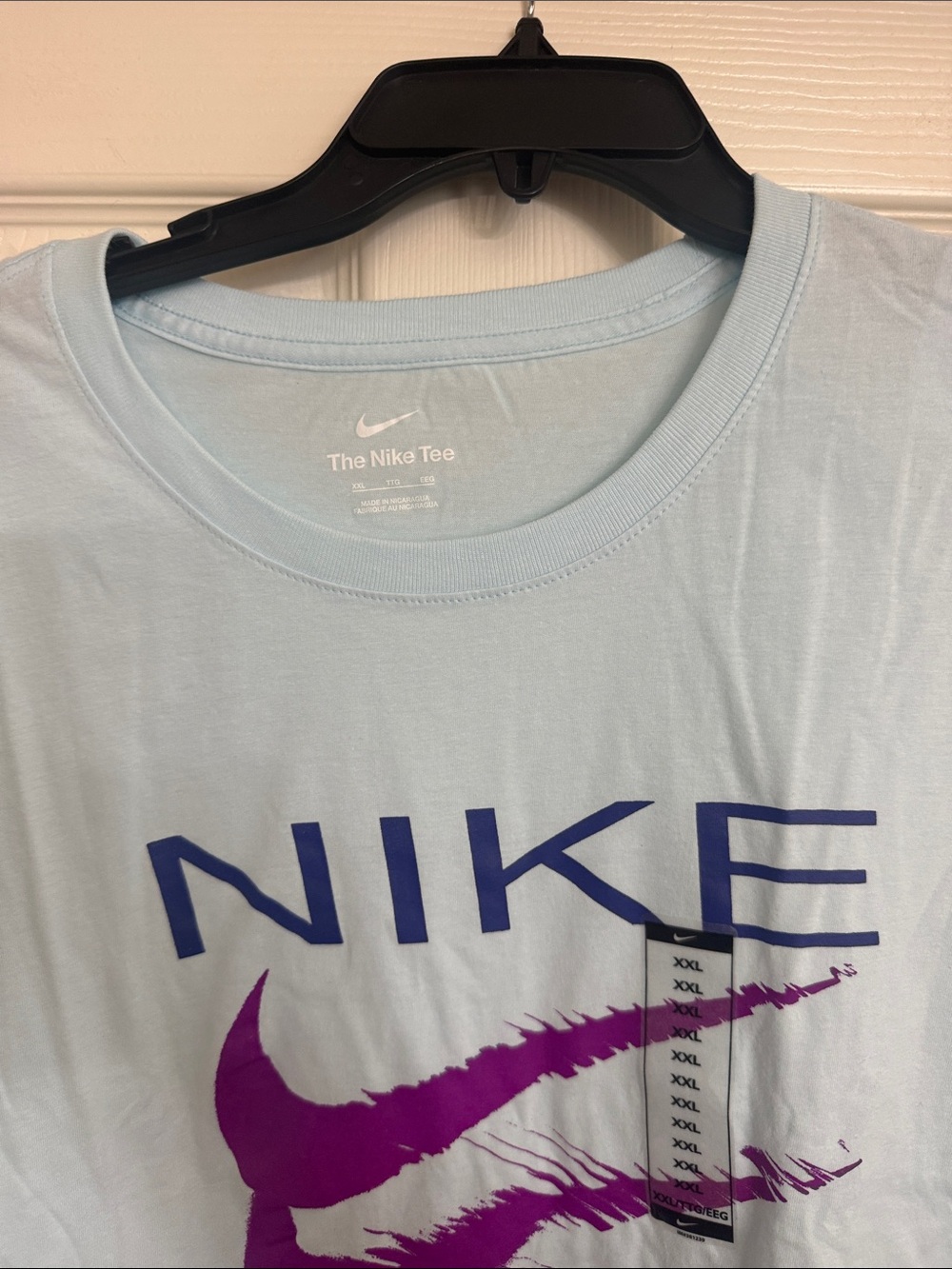 Nike Light Blue Tee with Purple Swoosh Size XXL - Picture 3 of 10